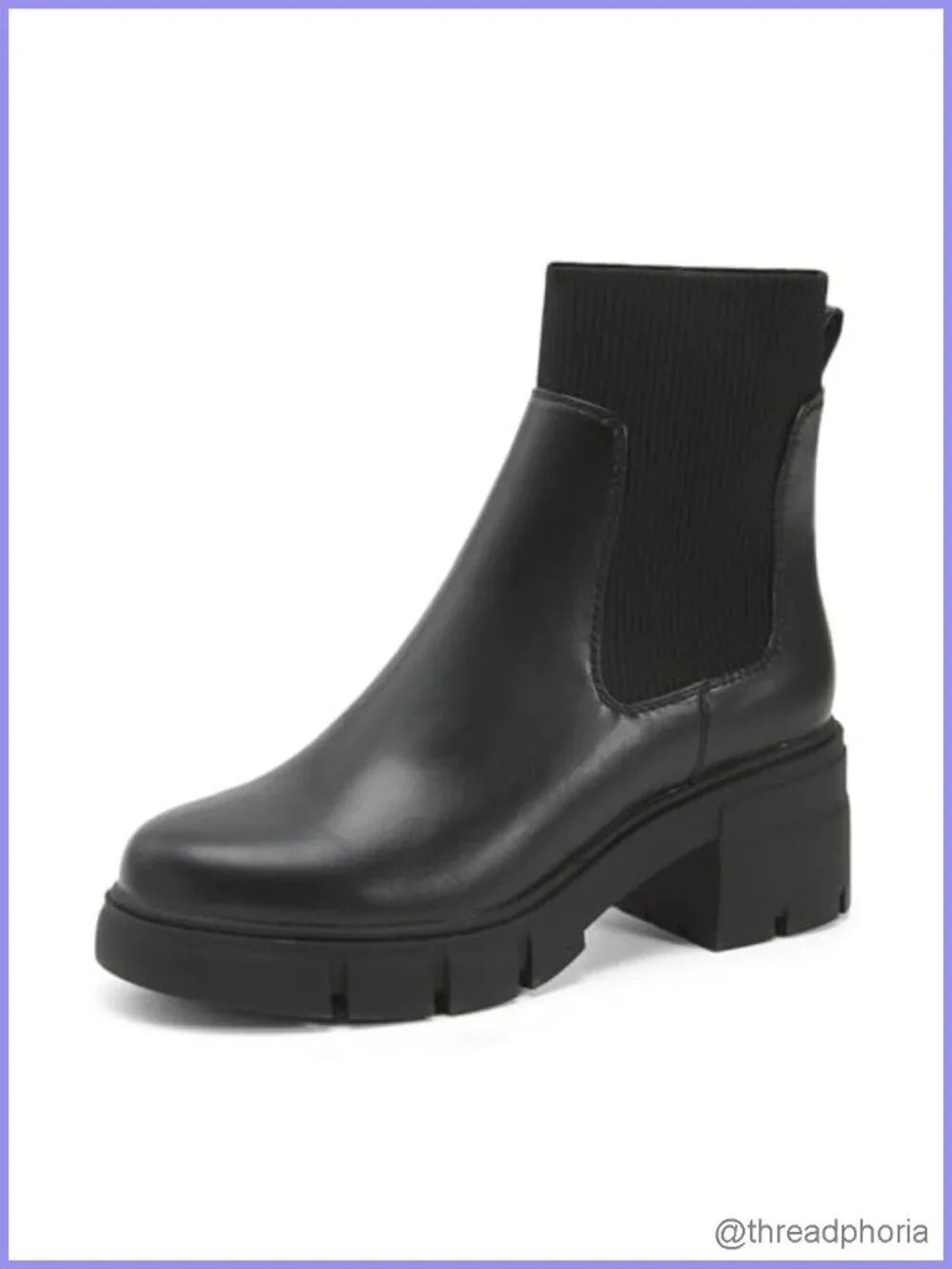 PU Faux Suede Chelsea Ankle Booties Chunky Block Heel Platform Lug Sole
